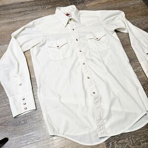 Vintage 70's Western Men's Ivory Button-Down Shirt Made In Canada SIze Medium